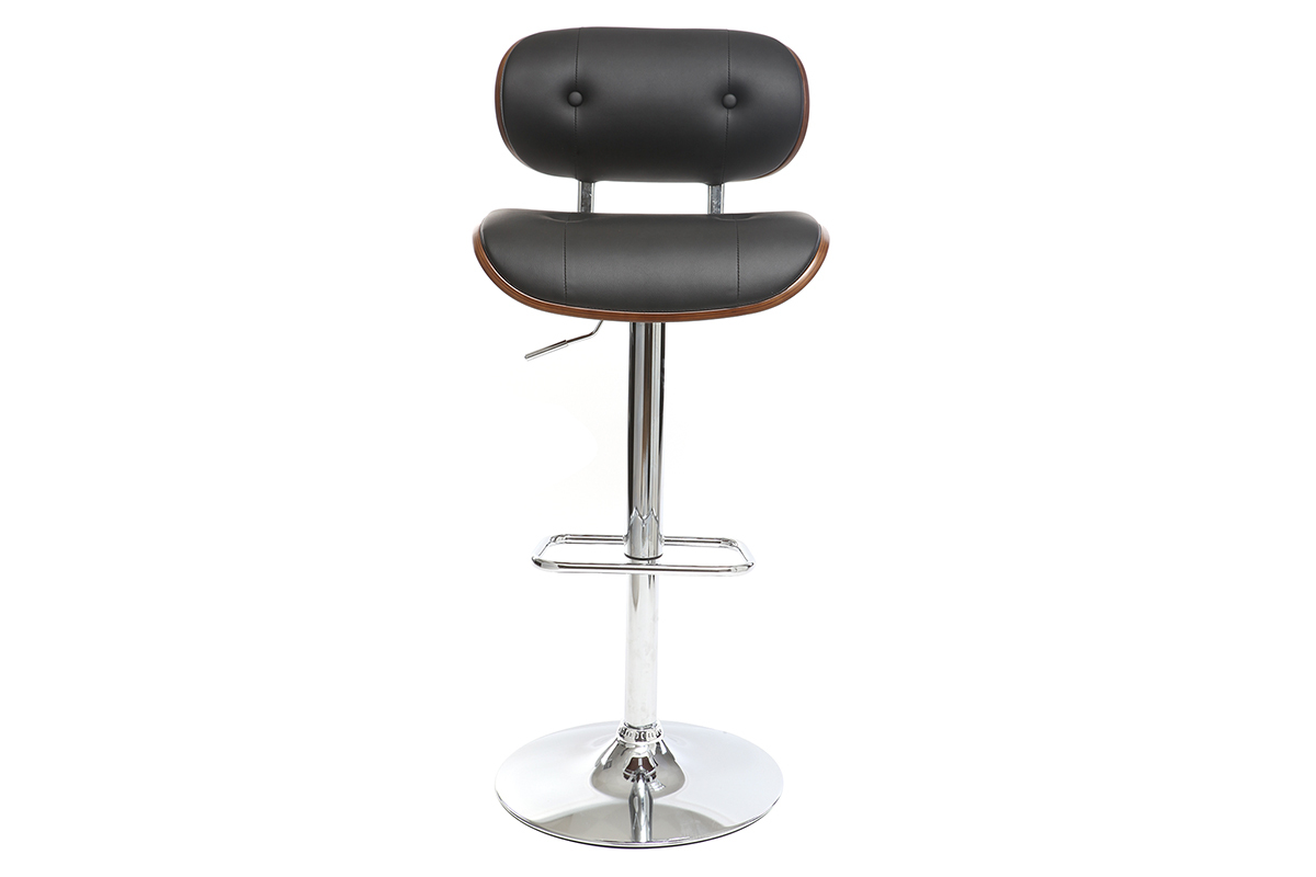 Sgabello da bar design poliuretano Nero e legno scuro MARTY