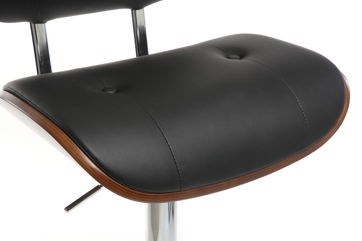 Sgabello da bar design poliuretano Nero e legno scuro MARTY