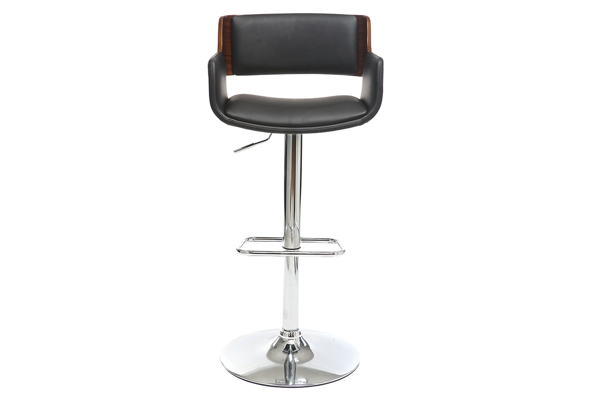 Sgabello da bar design poliuretano Nero e legno scuro RAY