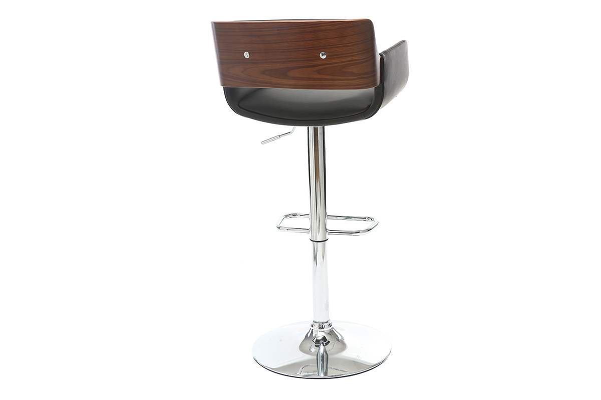Sgabello da bar design poliuretano Nero e legno scuro RAY