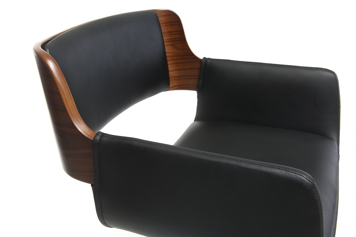 Sgabello da bar design poliuretano Nero e legno scuro RAY