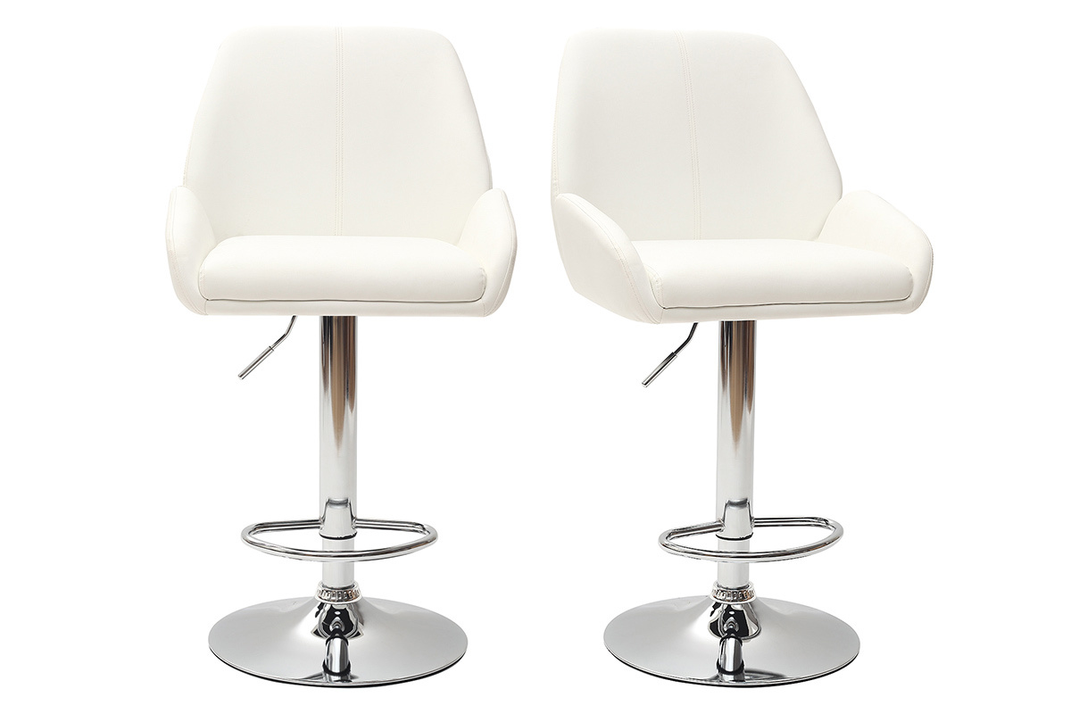 Sgabello da bar design PU bianco gruppo di 2 ALEK