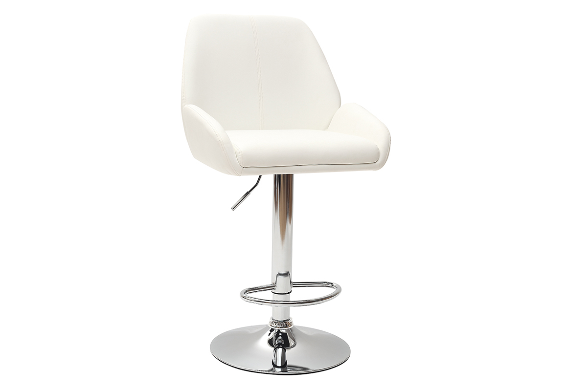 Sgabello da bar design PU bianco gruppo di 2 ALEK