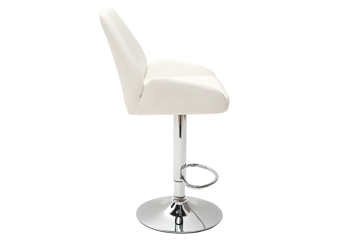 Sgabello da bar design PU bianco gruppo di 2 ALEK