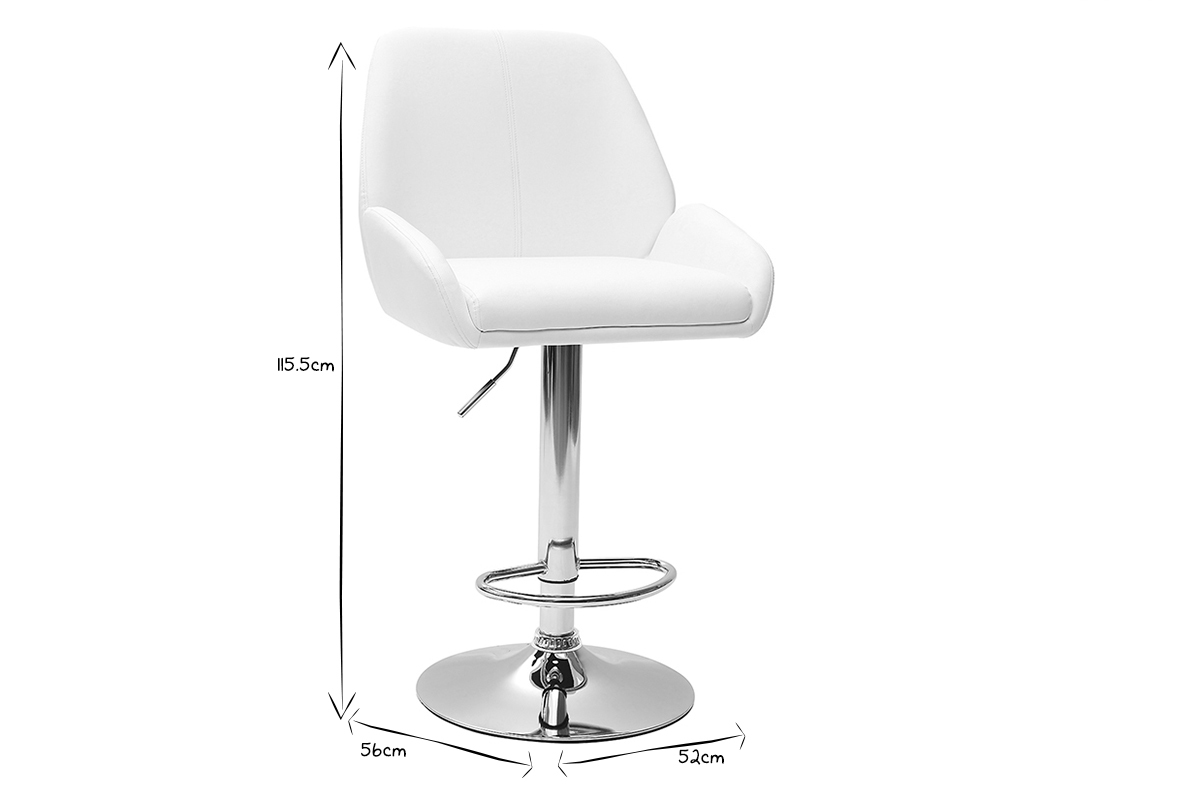 Sgabello da bar design PU bianco gruppo di 2 ALEK