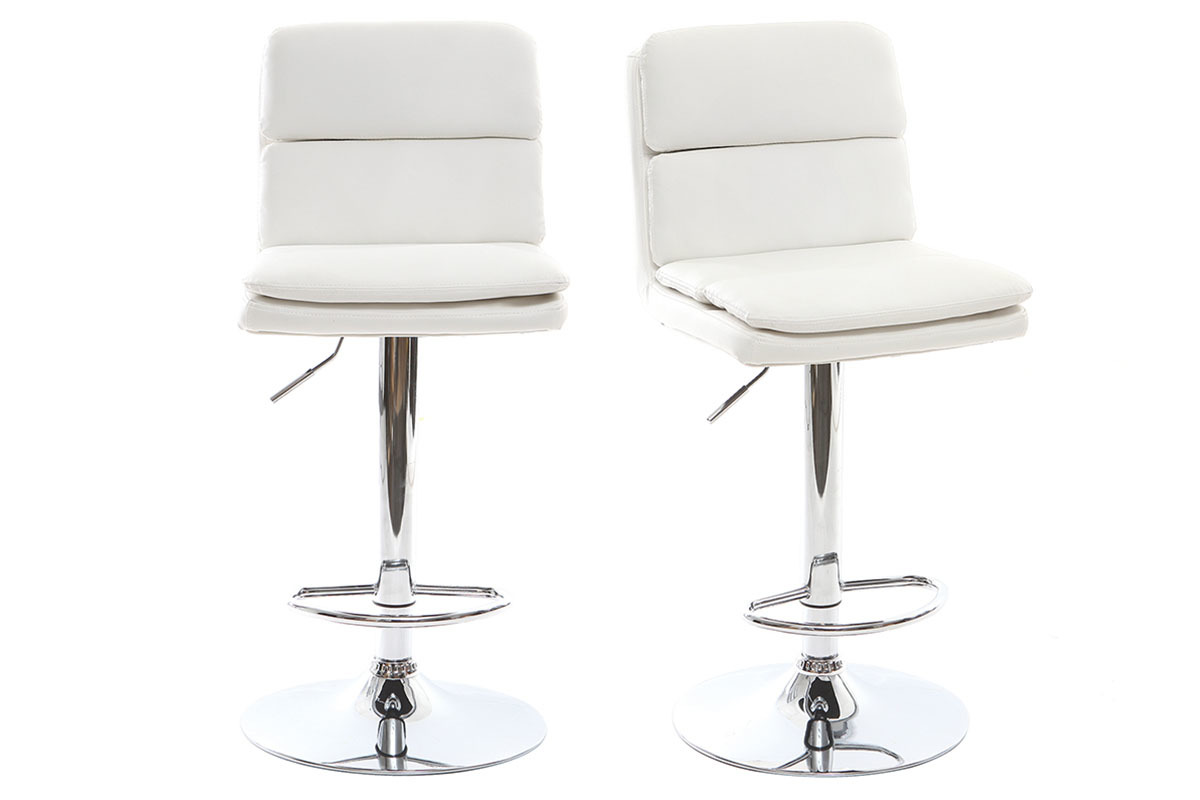 Sgabello da bar design PU bianco gruppo di 2 CLARK