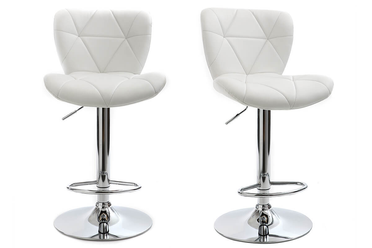 Sgabello da bar design PU bianco gruppo di 2 DEREK