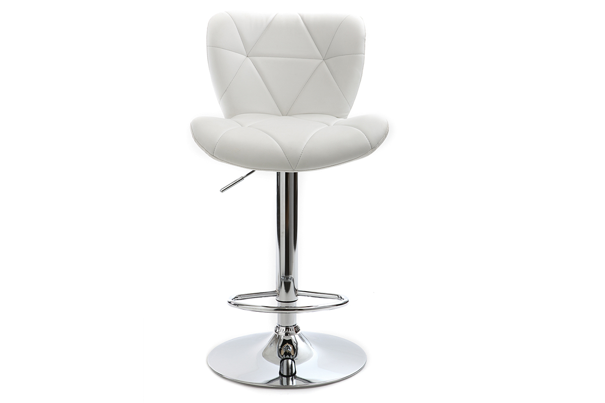Sgabello da bar design PU bianco gruppo di 2 DEREK