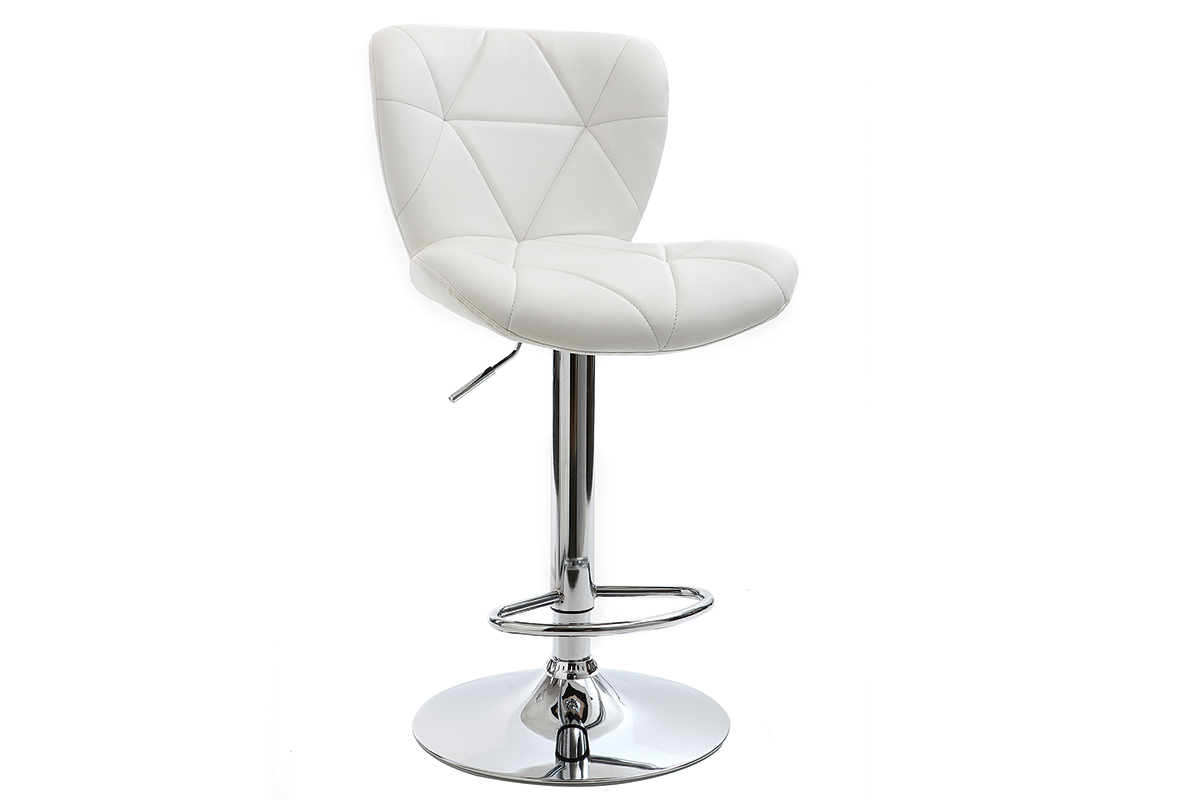 Sgabello da bar design PU bianco gruppo di 2 DEREK