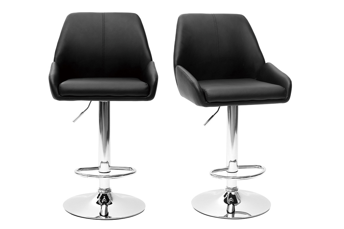 Sgabello da bar design PU nero gruppo di 2 ALEK