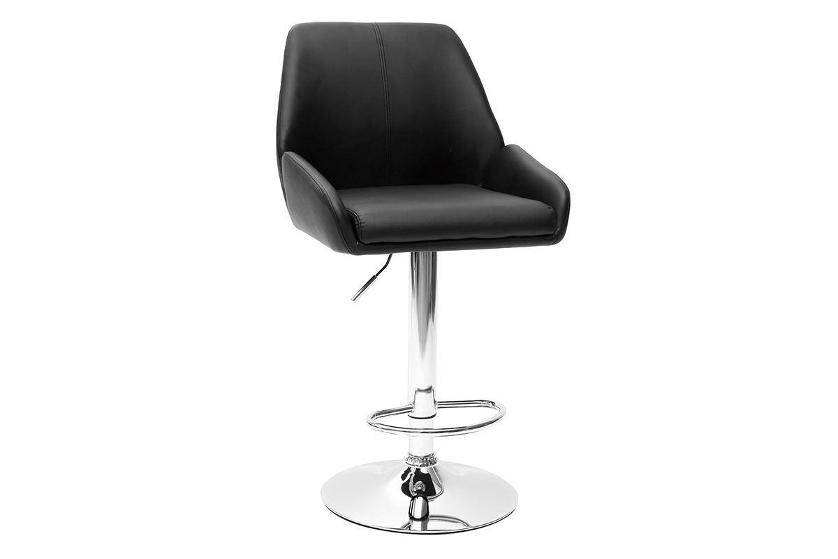 Sgabello da bar design PU nero gruppo di 2 ALEK