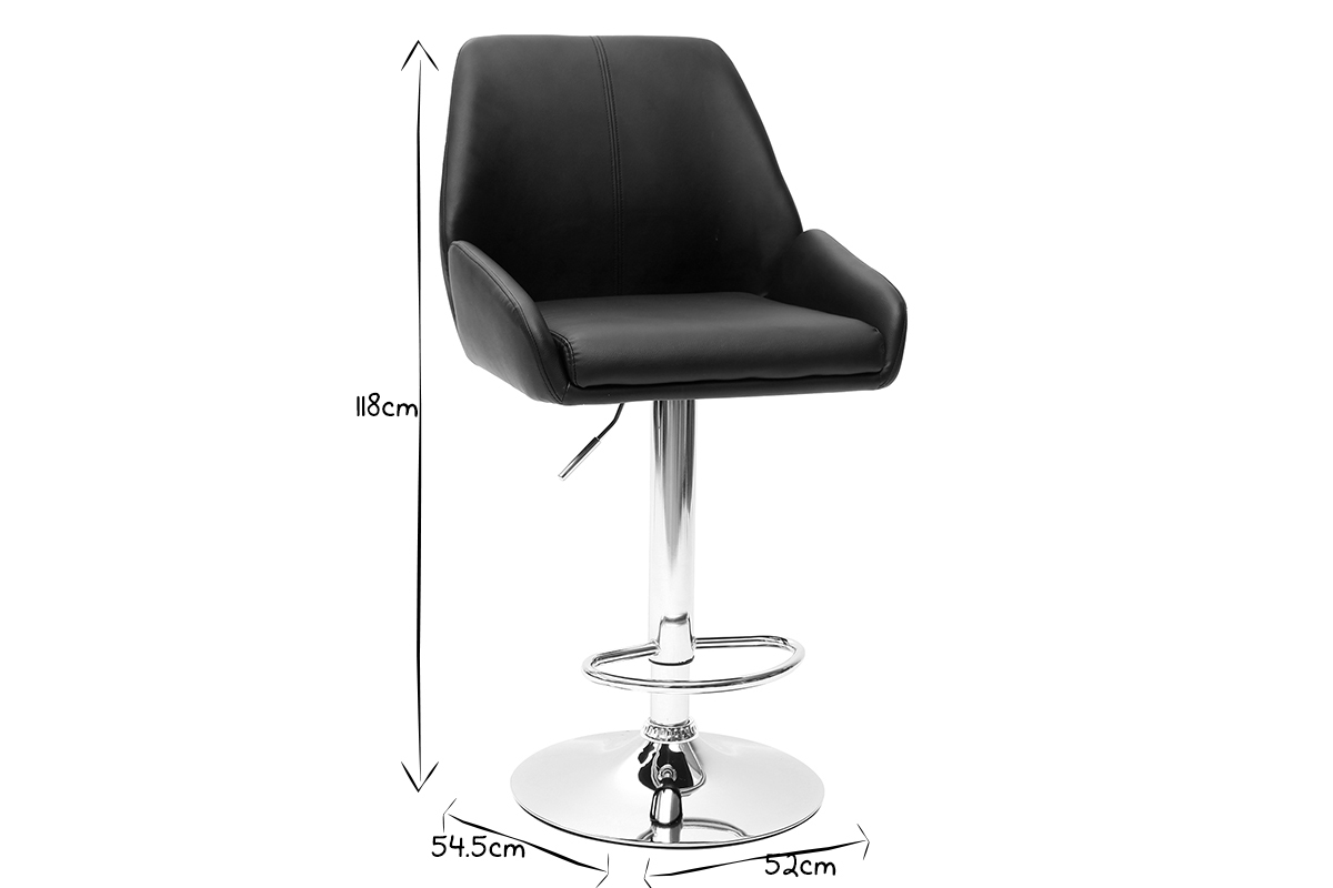 Sgabello da bar design PU nero gruppo di 2 ALEK