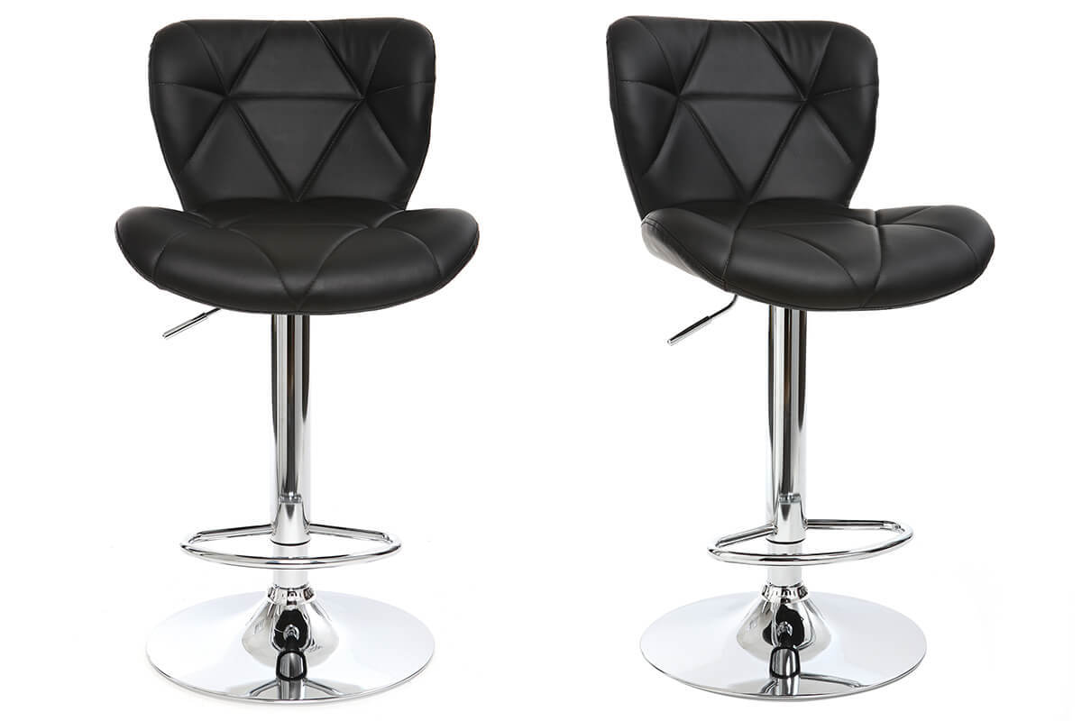 Sgabello da bar design PU nero gruppo di 2 DEREK