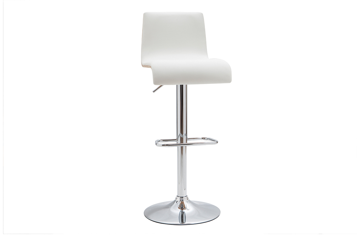 Sgabello da bar design regolabile bianco e legno chiaro DELICACY  (set di 2)