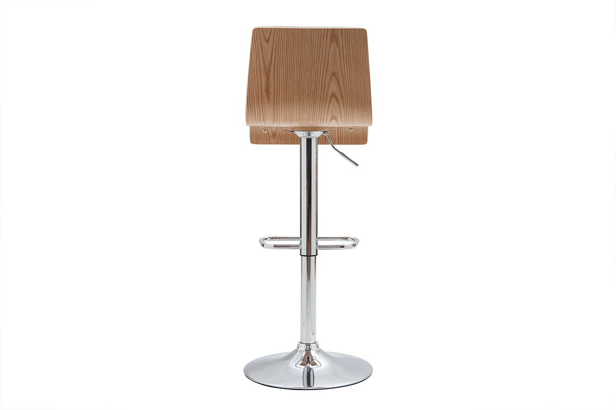 Sgabello da bar design regolabile bianco e legno chiaro DELICACY  (set di 2)