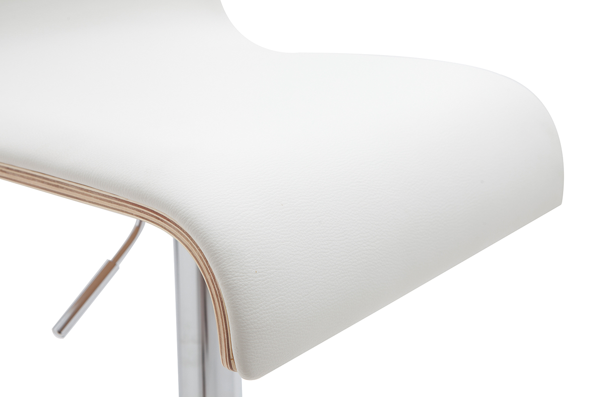 Sgabello da bar design regolabile bianco e legno chiaro DELICACY  (set di 2)