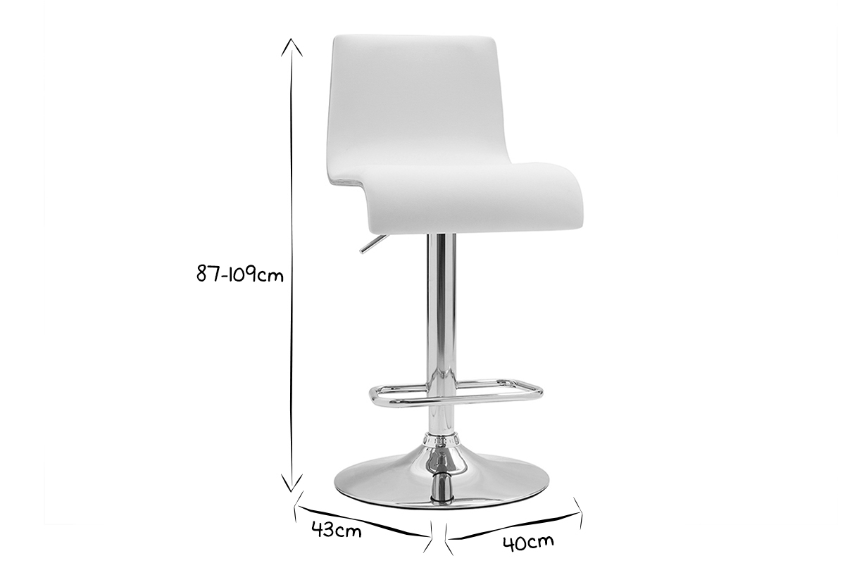 Sgabello da bar design regolabile bianco e legno chiaro DELICACY  (set di 2)