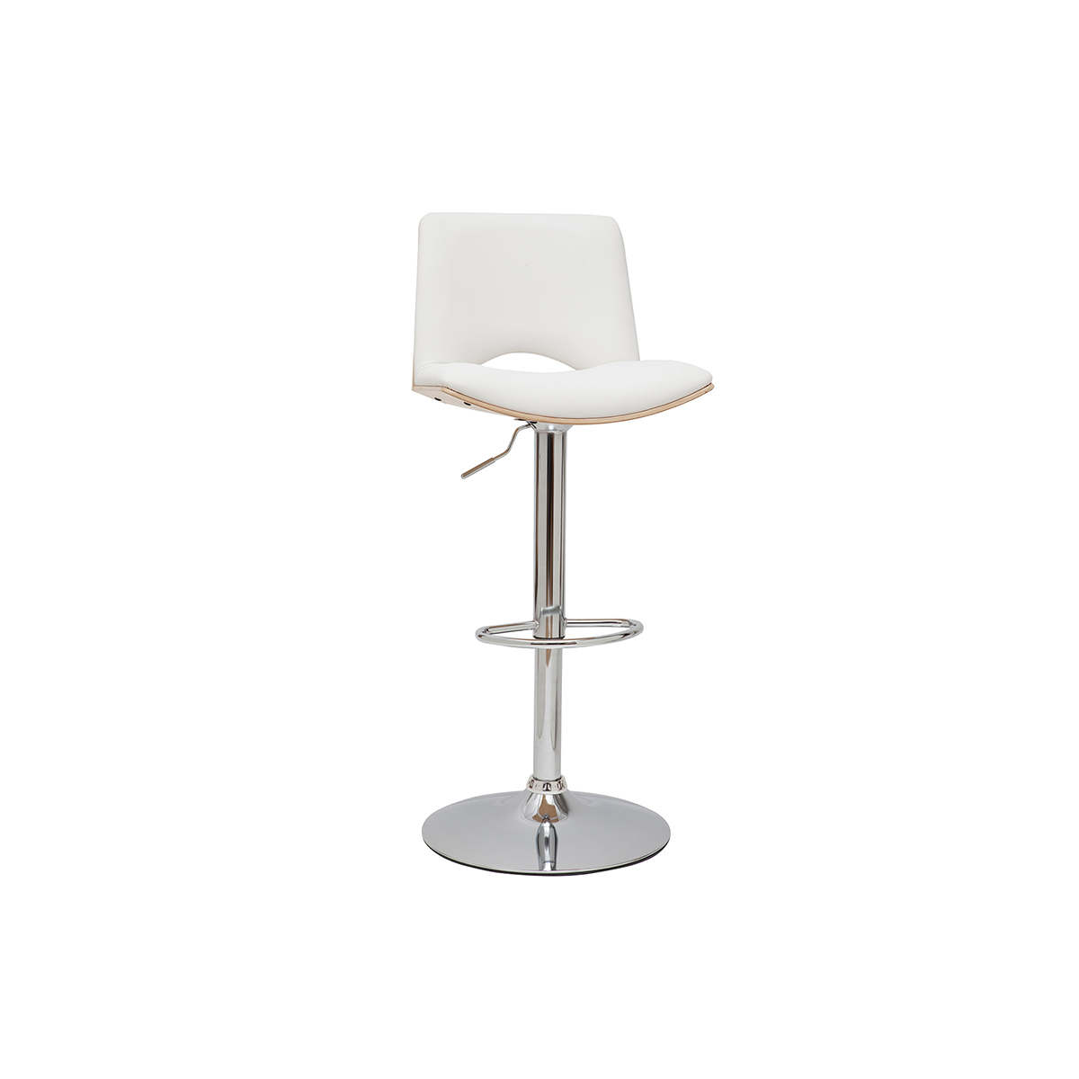 Sgabello da bar design regolabile bianco e legno chiaro PANACH