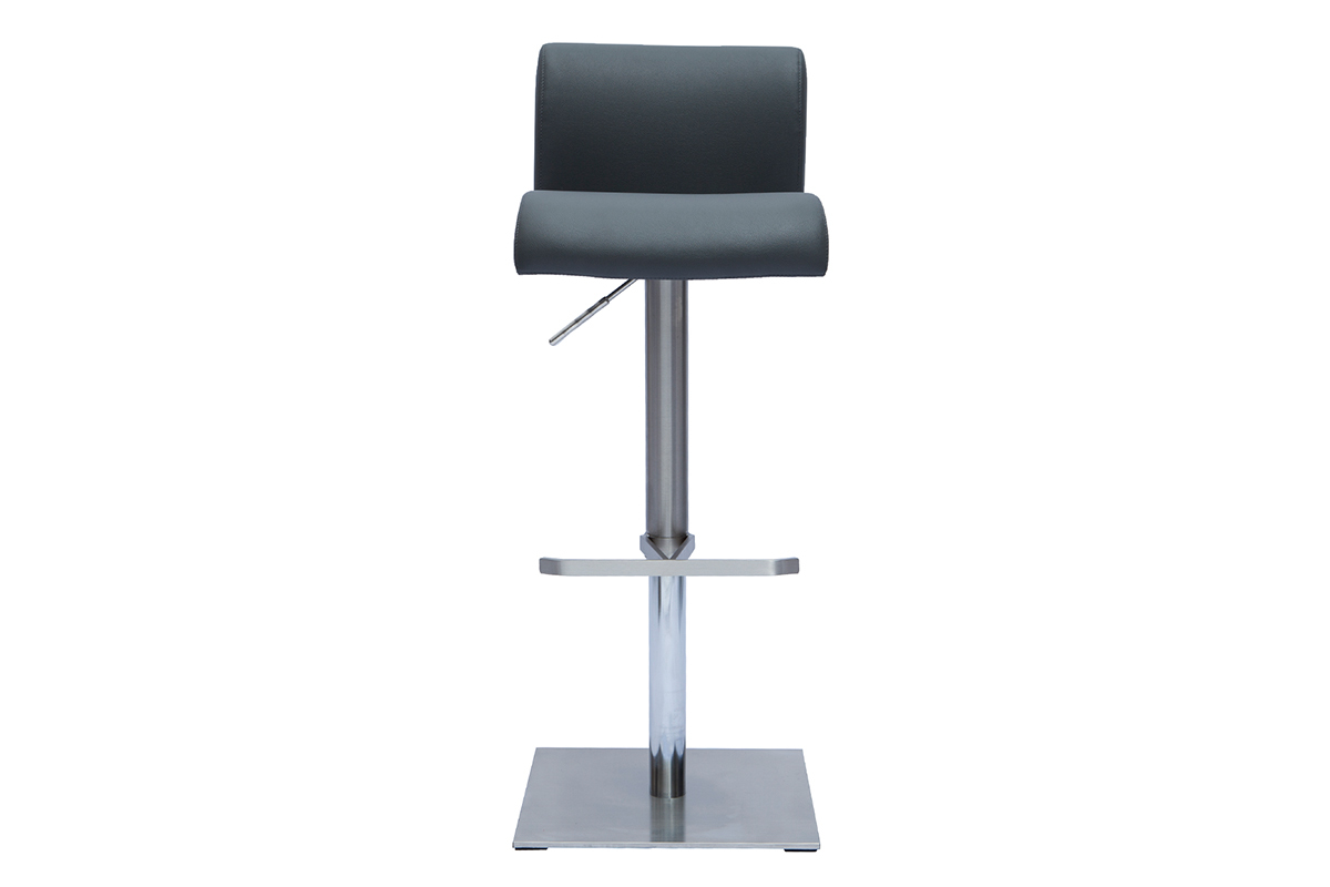 Sgabello da bar design regolabile grigio e acciaio inox spazzolato SHEINA