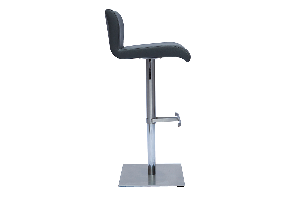 Sgabello da bar design regolabile grigio e acciaio inox spazzolato SHEINA