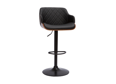 Sgabello da bar design regolabile nero e legno scuro LUCIEN