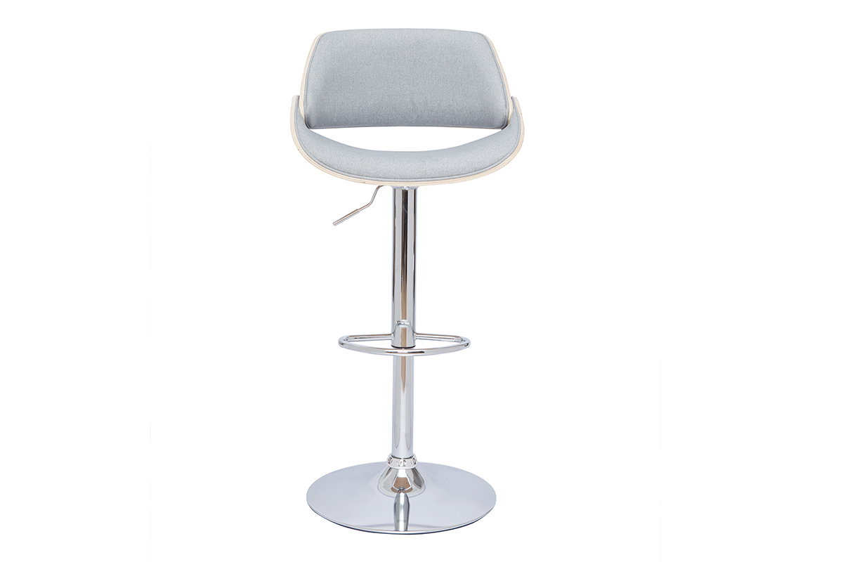 Sgabello da bar design regolabile tessuto grigio e legno chiaro CLASH