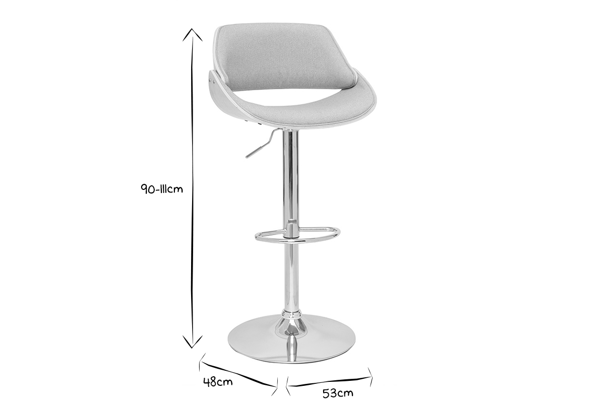 Sgabello da bar design regolabile tessuto grigio e legno chiaro CLASH
