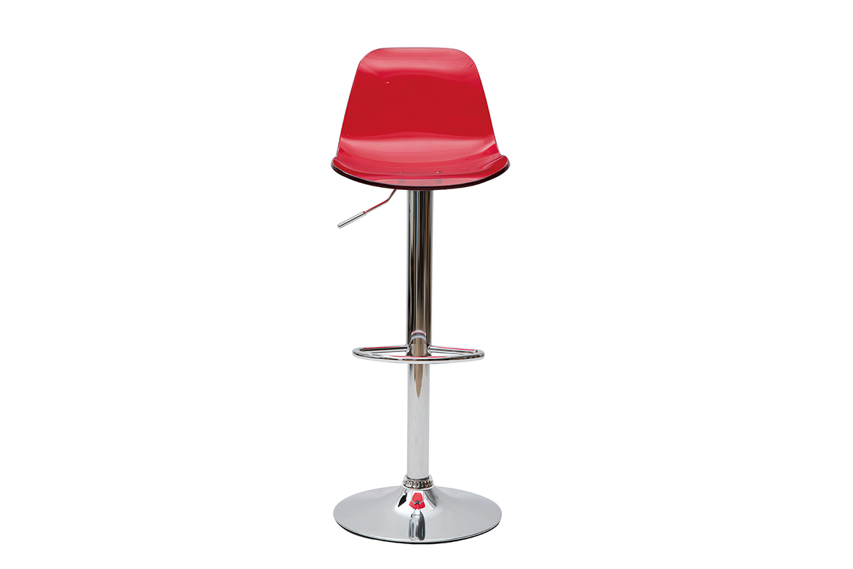 Sgabello da bar design rosso trasparente GALILEO