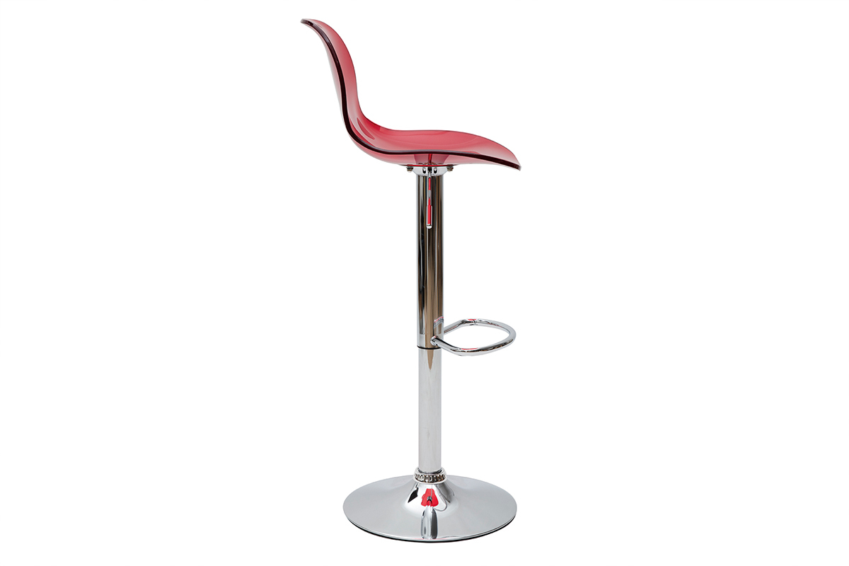 Sgabello da bar design rosso trasparente GALILEO
