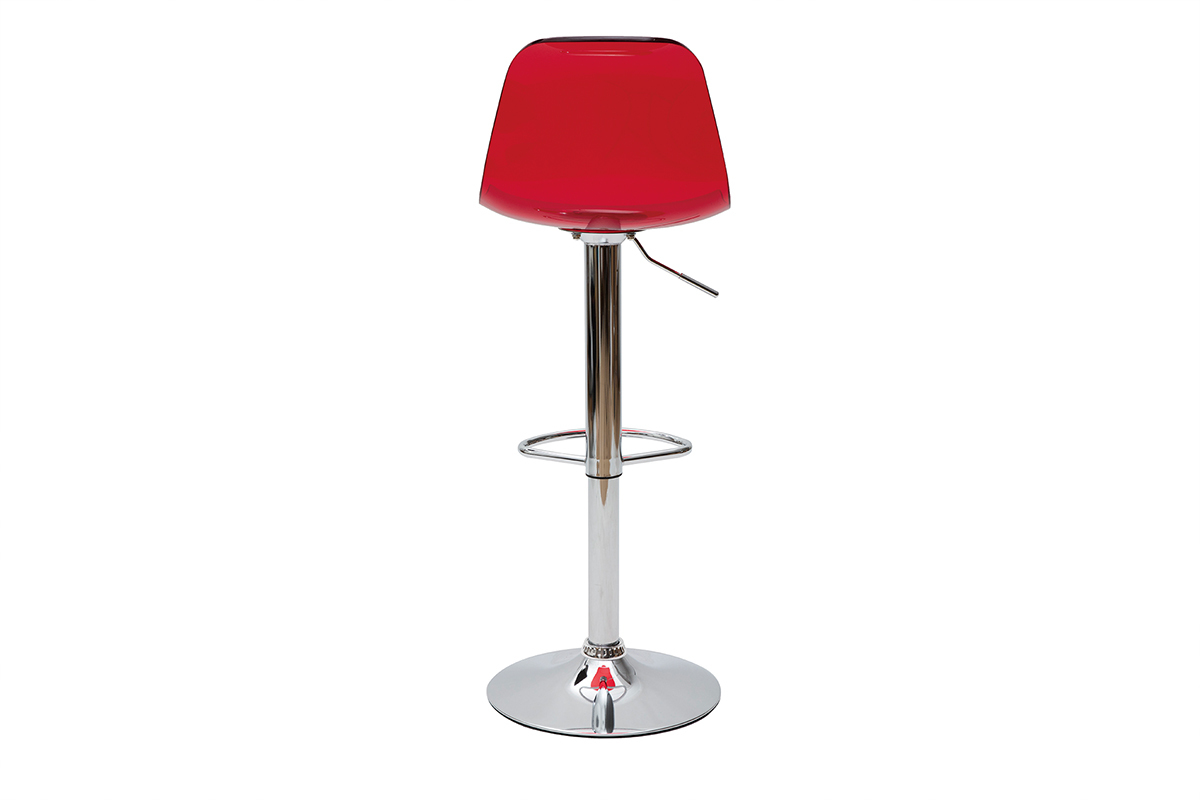 Sgabello da bar design rosso trasparente GALILEO