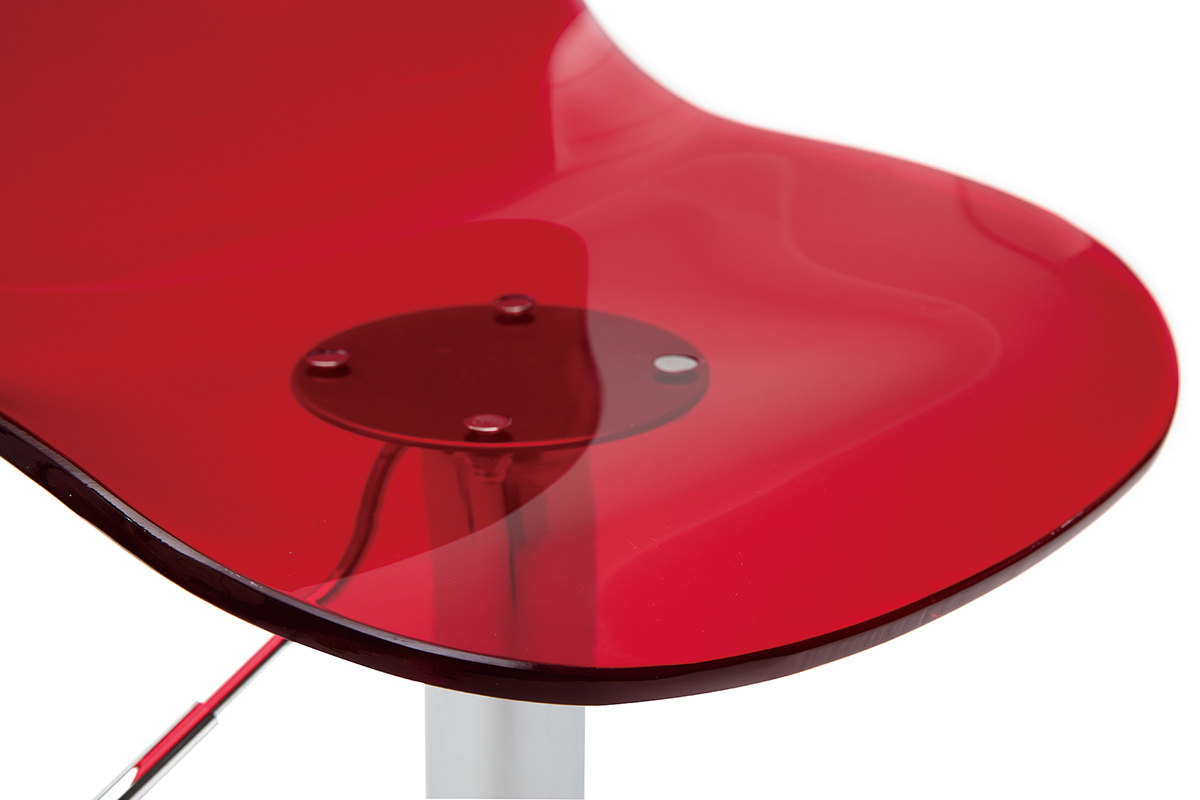 Sgabello da bar design rosso trasparente GALILEO