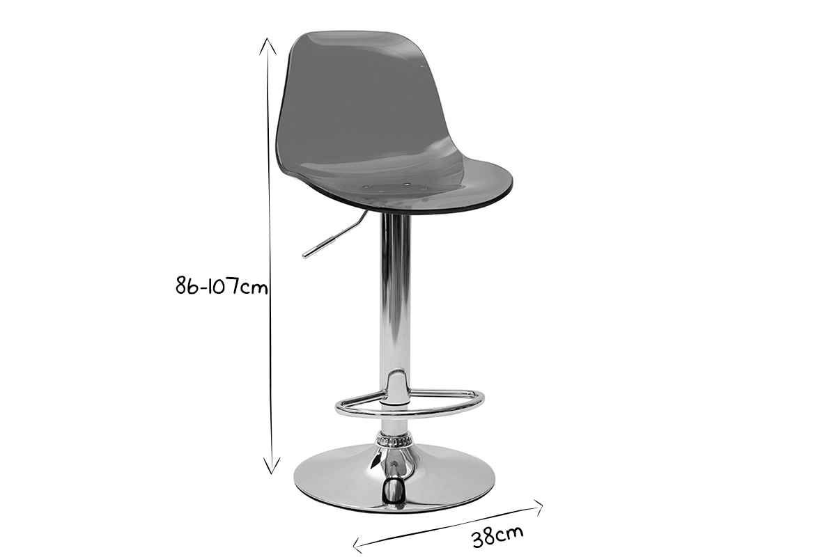 Sgabello da bar design rosso trasparente GALILEO