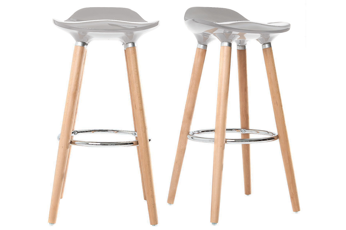 Sgabello da bar design scandinavo grigio (gruppo di 2) GILDA