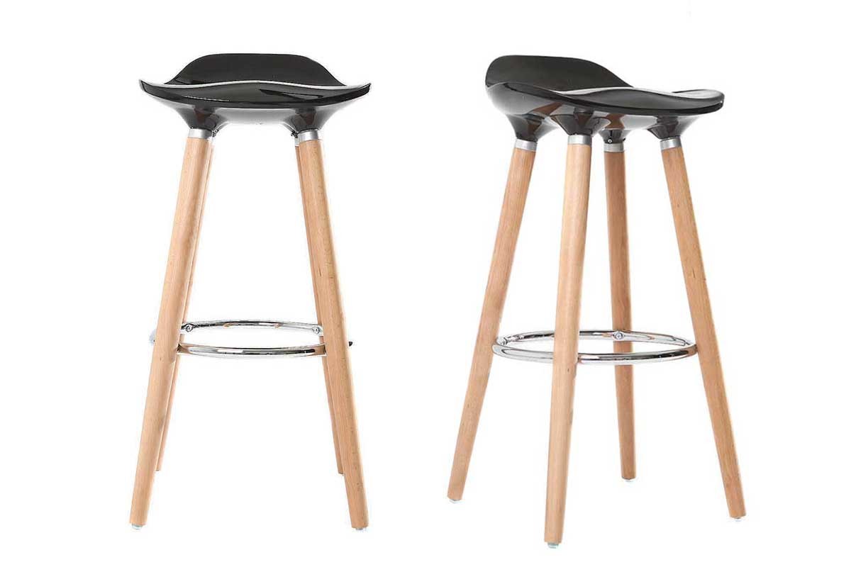 Sgabello da bar design scandinavo nero (gruppo di 2) GILDA