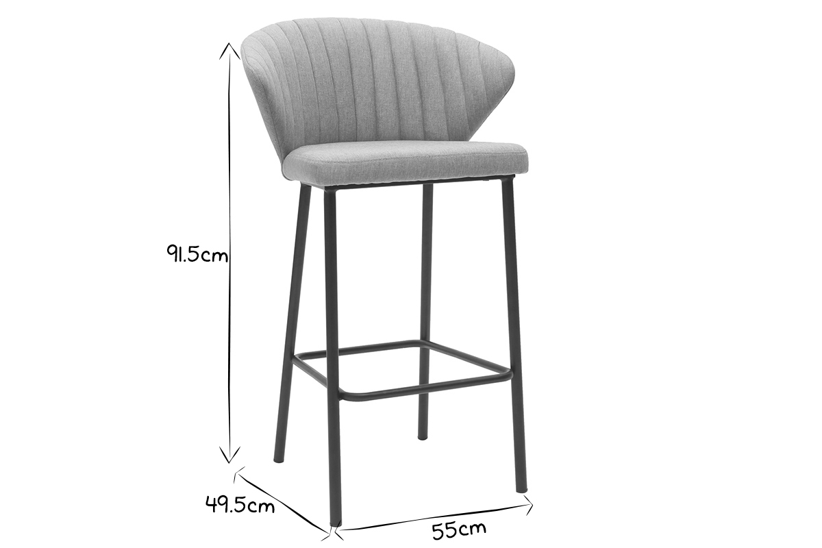 Sgabello da bar design tessuto grigio 65 cm DALLY