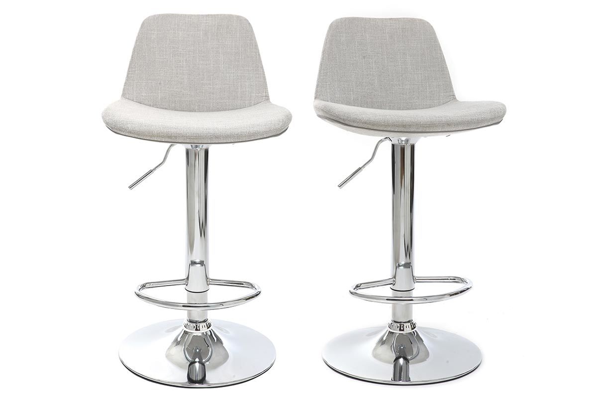 Sgabello da bar design tessuto grigio chiaro set di 2 ZACK
