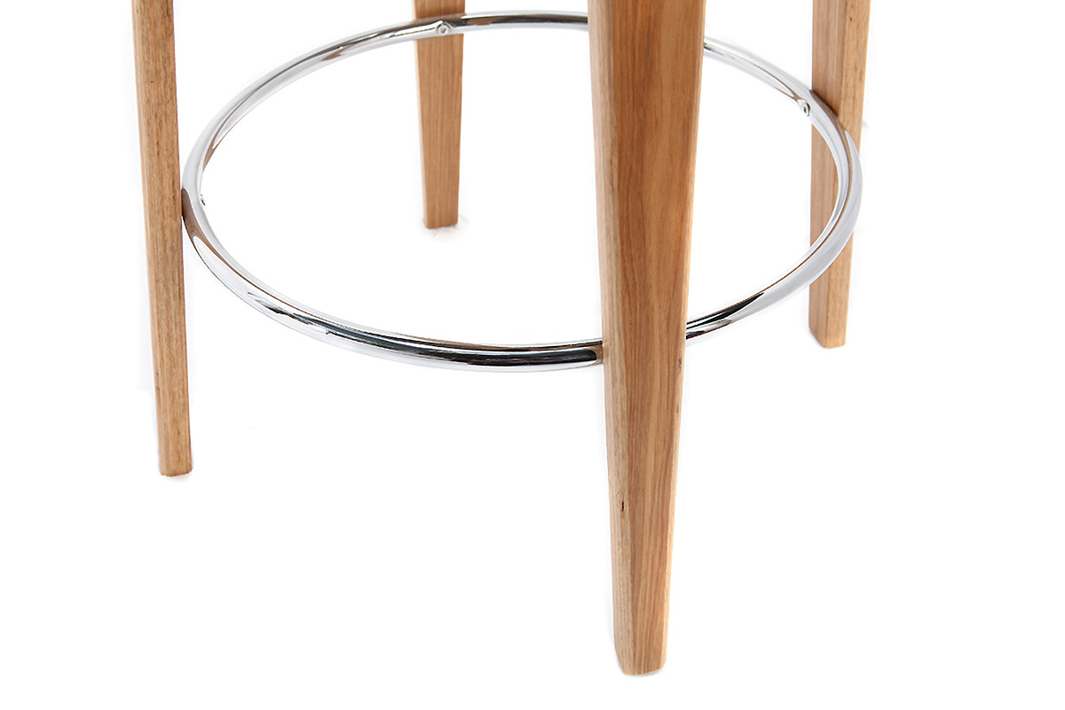 Sgabello da bar design tessuto grigio piedi in frassino BJORG