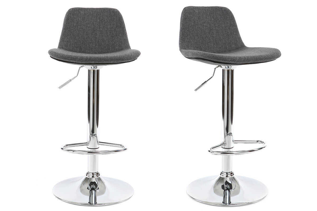 Sgabello da bar design tessuto grigio scuro set di 2 ZACK