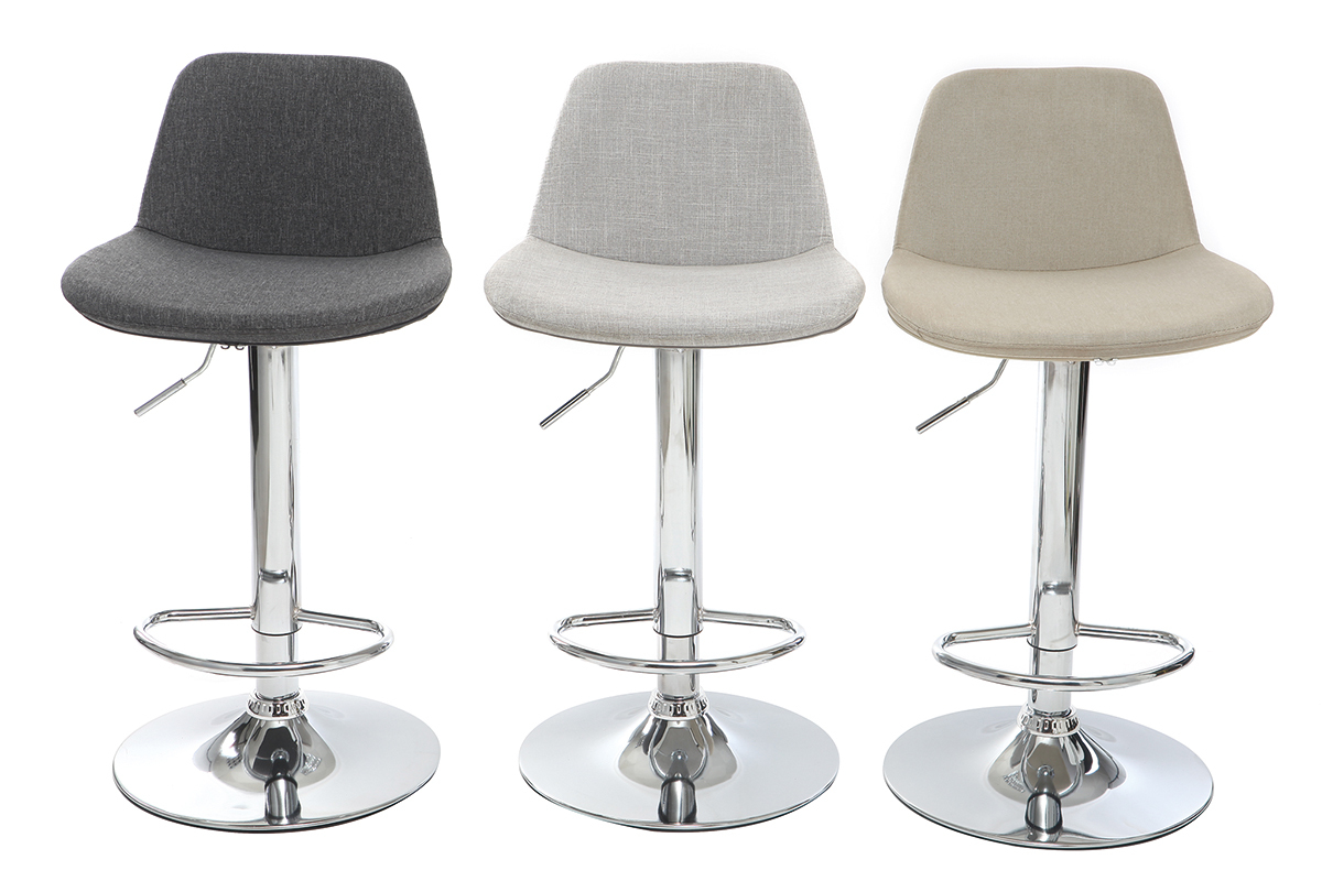 Sgabello da bar design tessuto grigio scuro set di 2 ZACK