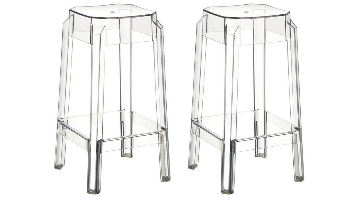 Sgabello da bar design trasparente 65cm set di 2 CLEAR