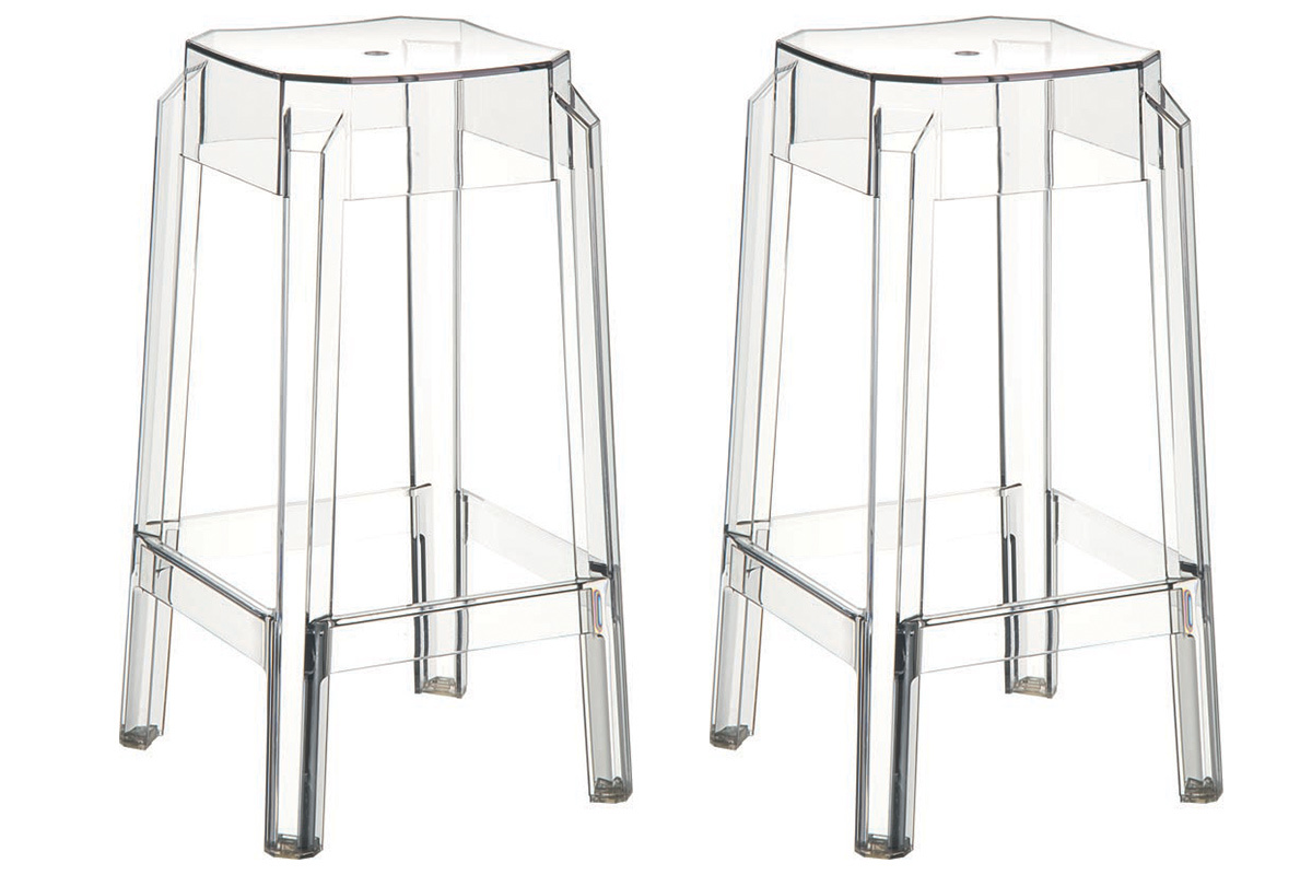Sgabello da bar design trasparente 65cm set di 2 CLEAR