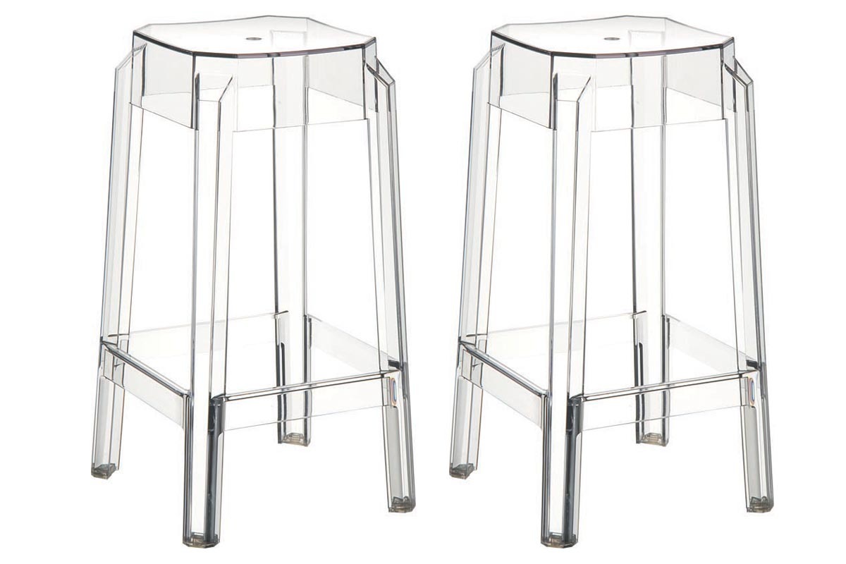 Sgabello da bar design trasparente 75cm set di 2 CLEAR