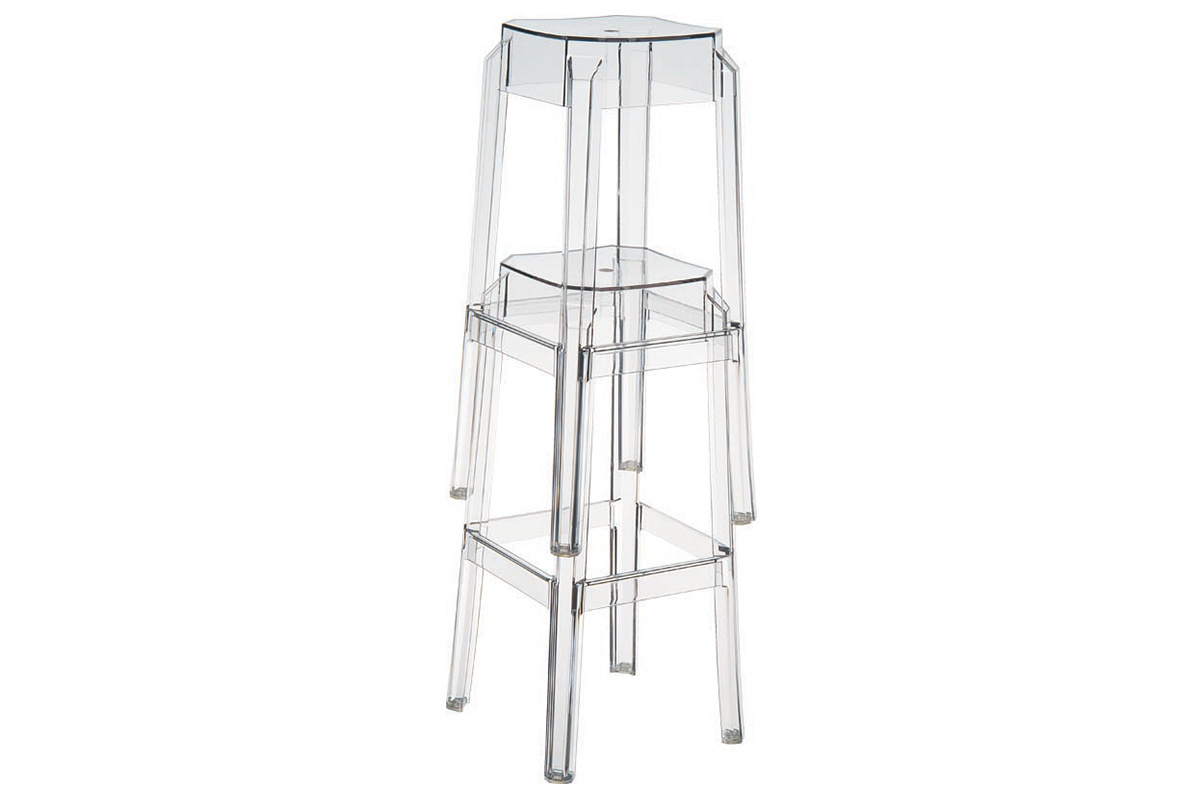 Sgabello da bar design trasparente 75cm set di 2 CLEAR