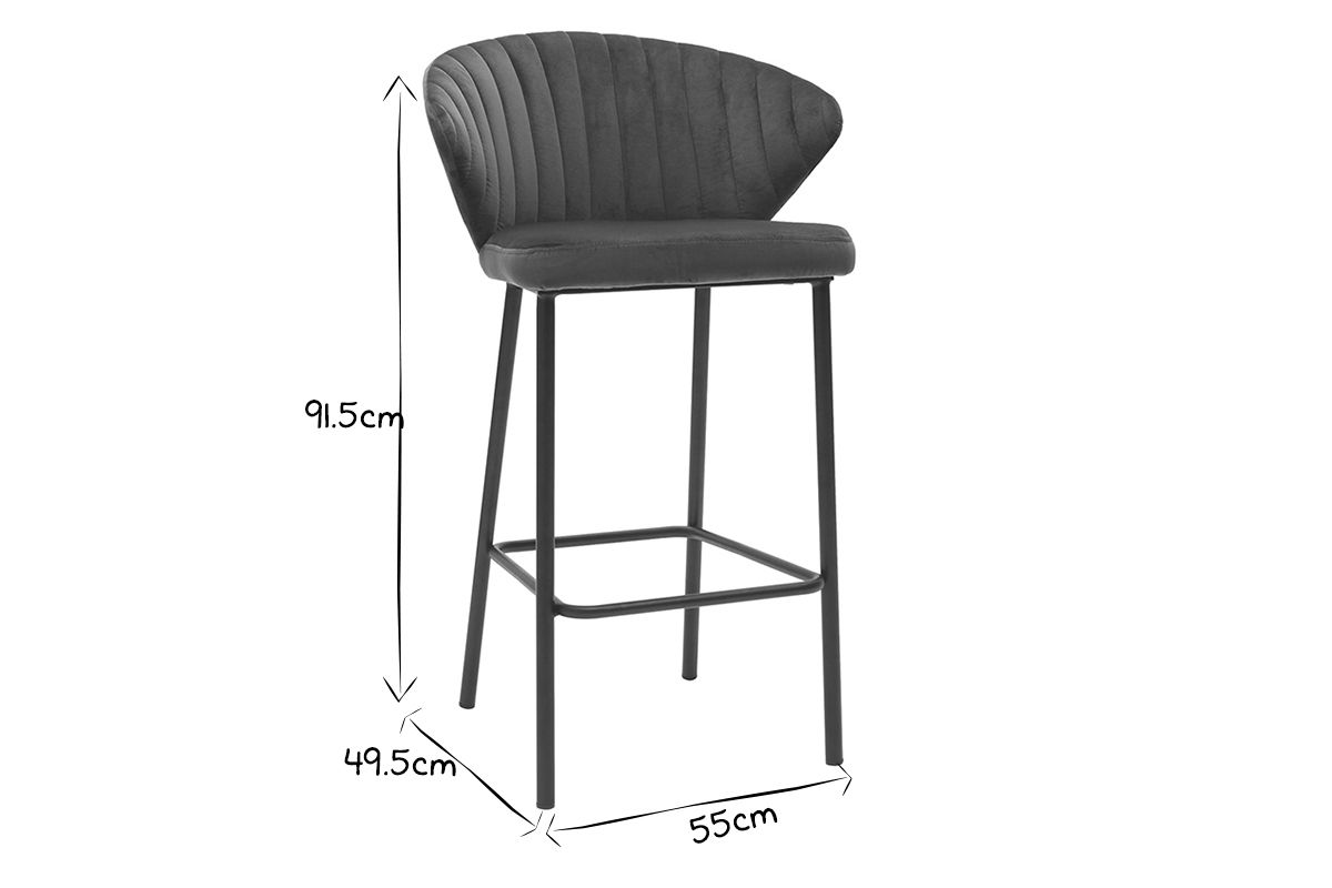 Sgabello da bar design velluto blu petrolio 68 cm DALLY