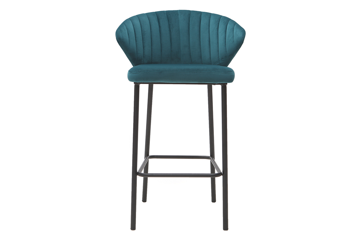 Sgabello da bar design velluto blu petrolio 68 cm DALLY