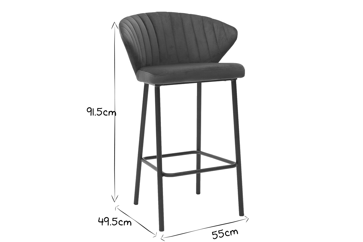 Sgabello da bar design velluto blu scuro 68 cm DALLY