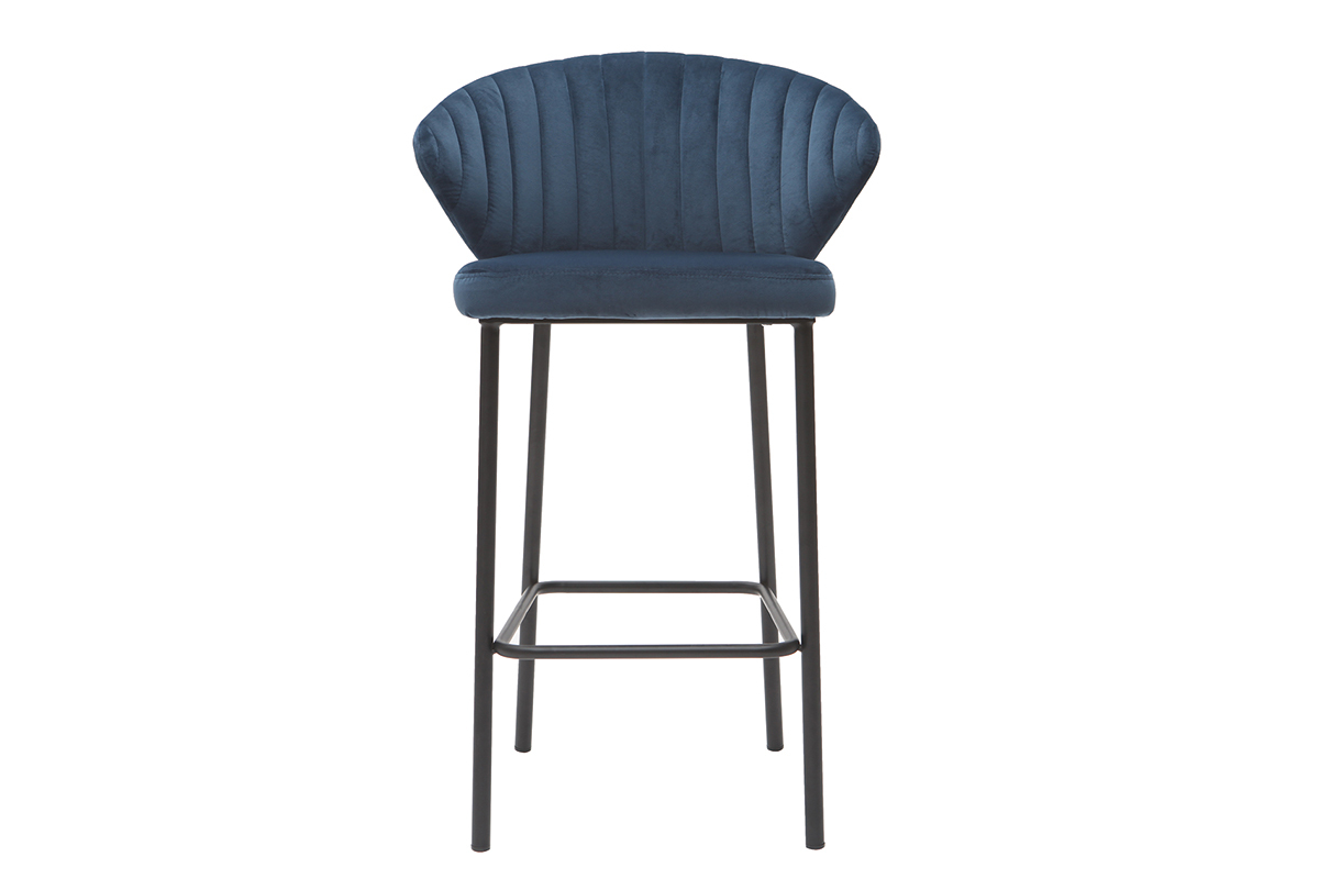 Sgabello da bar design velluto blu scuro 68 cm DALLY