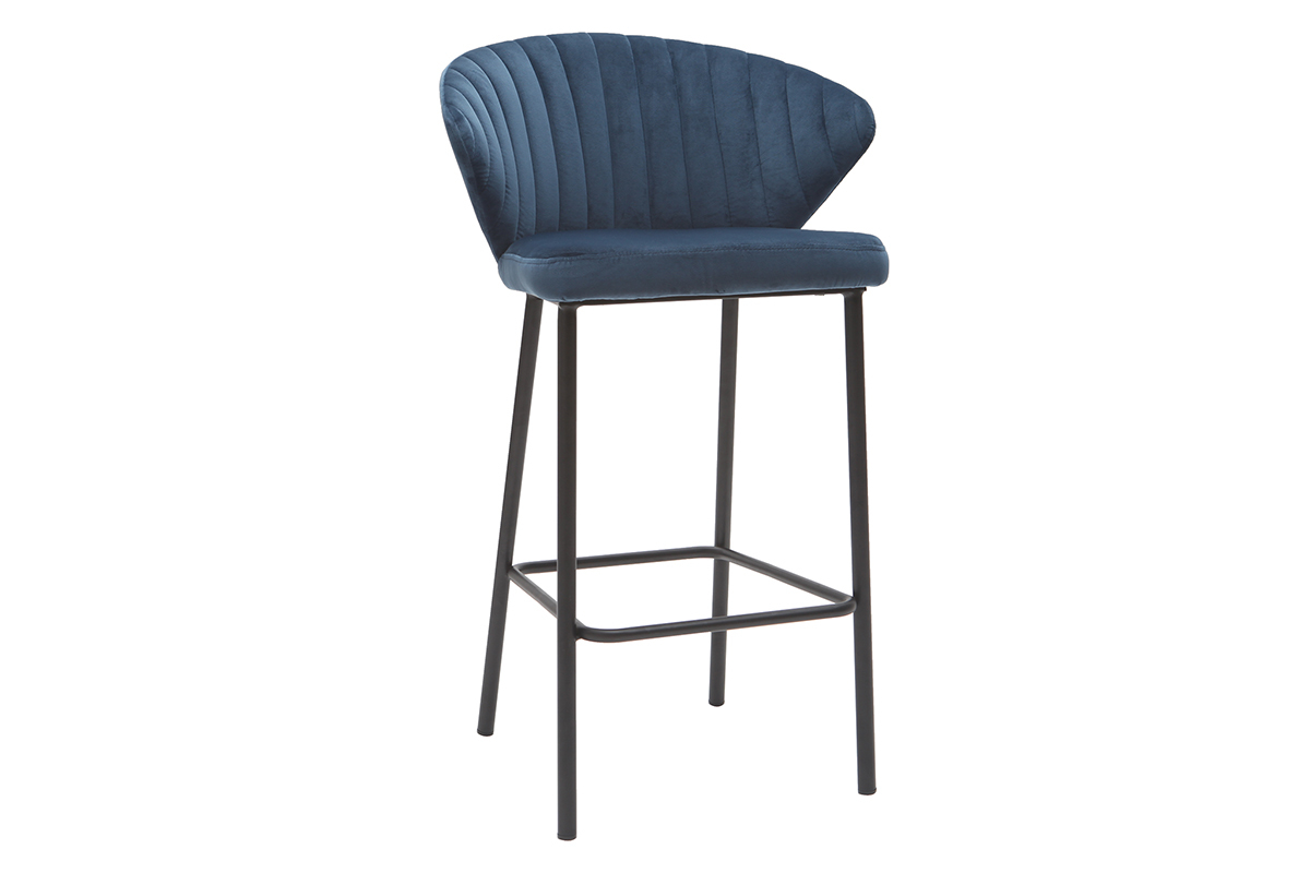 Sgabello da bar design velluto blu scuro 68 cm DALLY
