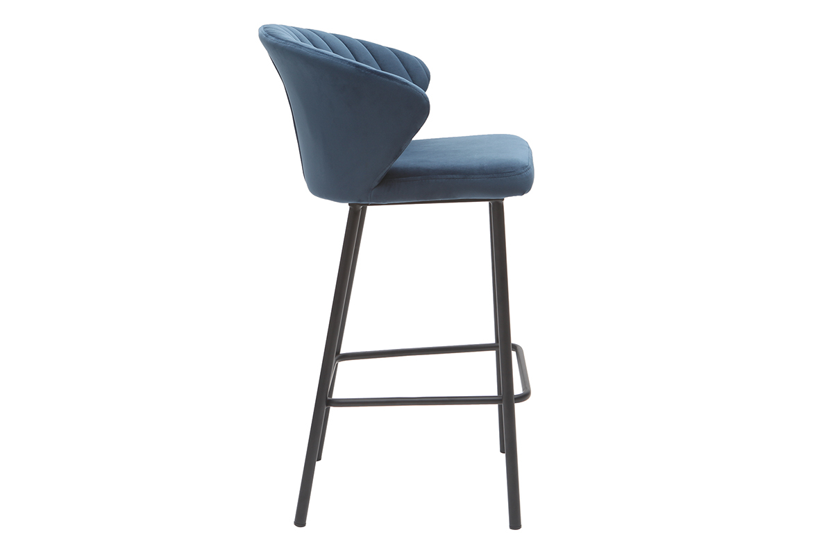 Sgabello da bar design velluto blu scuro 68 cm DALLY