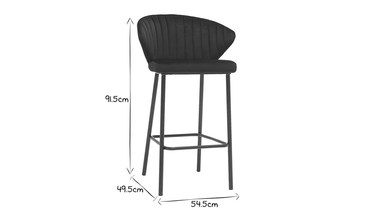 Sgabello da bar design velluto nero 68 cm DALLY